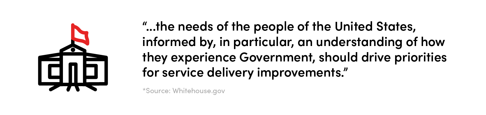whitehouse.gov citizen experience management quote: the needs of the people of the United States, informed by, in particular, an understanding of how they experience Government, should drive priorities for service delivery improvements.